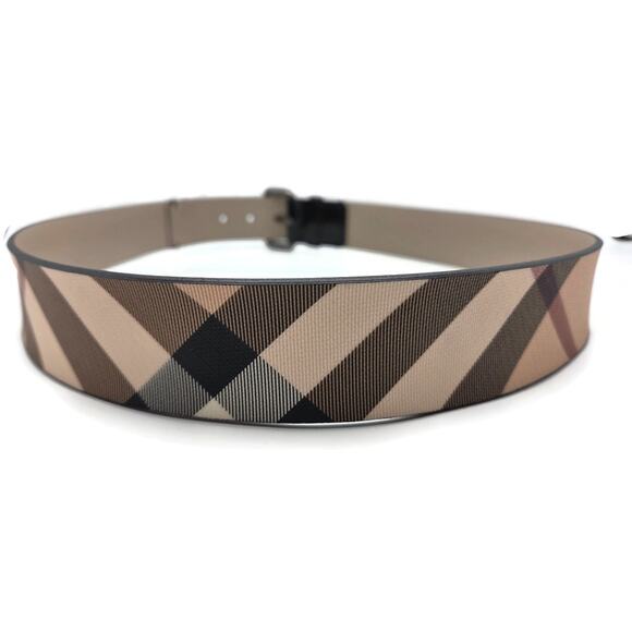 Burberry London Womens Nova Check Coated Belt Beige Leather Trim Size 36 90 main image 7